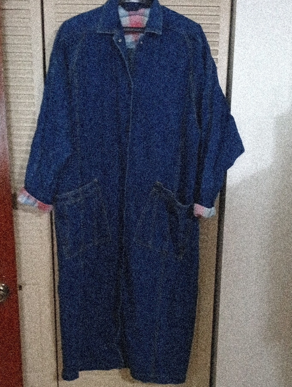 Gloria Vanderbilt Women's Long Denim Duster/Coat Jacket in Dark Blue